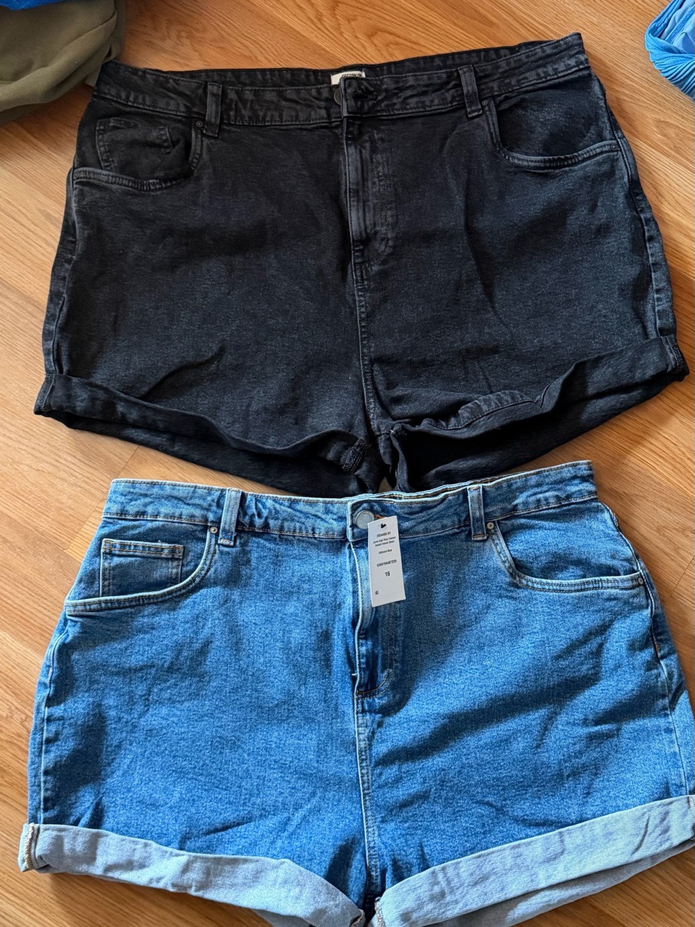 Black and Blue Denim High-Rise Women’s Shorts